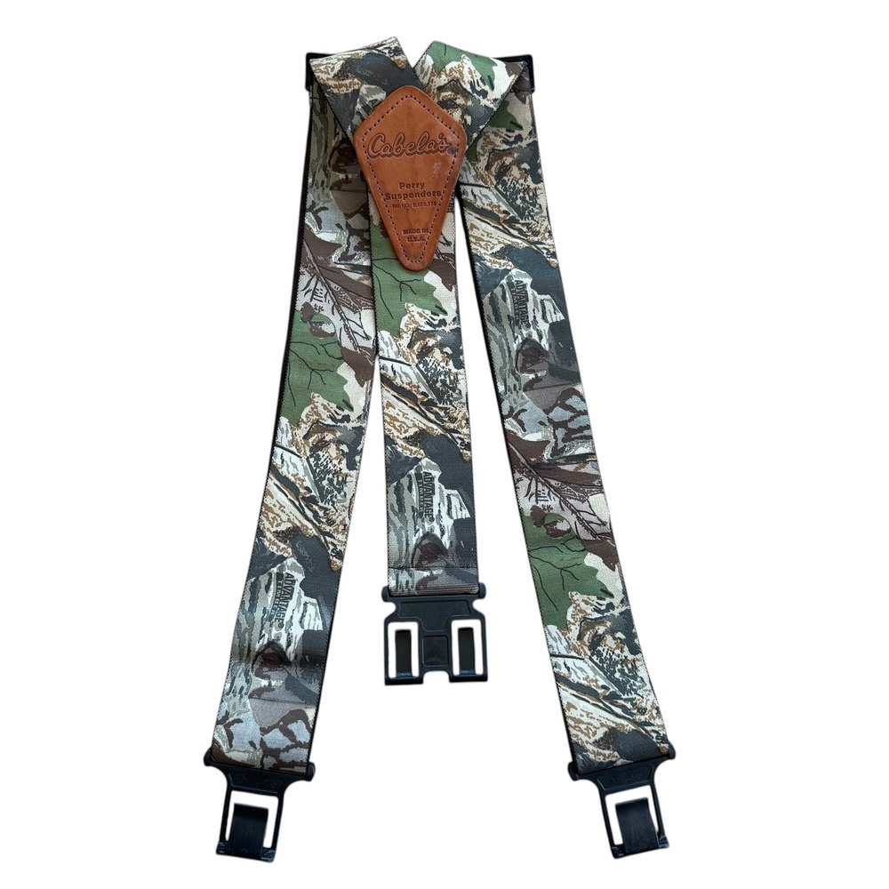 Cabelas Perry Suspenders Mens Advantage Timber Camo Belt Hook Y-Back Made in USA